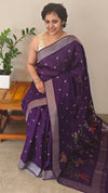 Deep Purple Chinon Banarasi Silk Saree - BLM8
