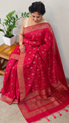 Dark Red Banarasi Silk Saree - BLM8