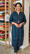 Dark green cotton 2 piece kurtiset