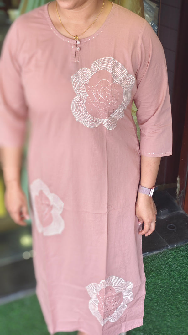 Blush pink cotton 2 piece kurti set