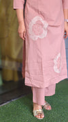Blush pink cotton 2 piece kurti set