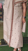 Beige and brown handloom cotton suit