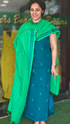 Blue and green handloom cotton suit