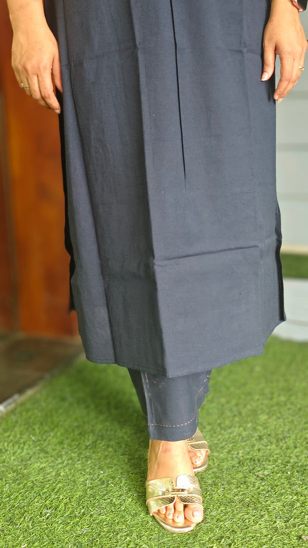 Dark blue cotton 2 piece kurti set