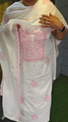 Off white and pink chikankari cotton suit - NS21