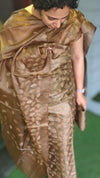 Dark brown embroidered tussar silk suit