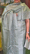 Basil green tussar silk suit