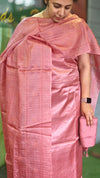 Rouge pink tussar silk suit