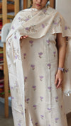 Beige Cross Stitch Embroidered Semi Tussar suit - MTV6 - LM