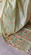 Lime green jamdani saree - JD542