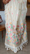 Cream jamdani saree - JD542