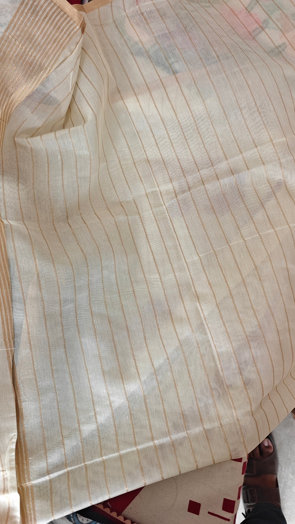 Cream jamdani saree - JD542