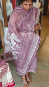 Mauve printed linen cotton suit - 665