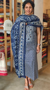 Navy blue printed cotton suit