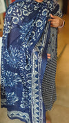Navy blue printed cotton suit