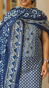 Navy blue printed cotton suit