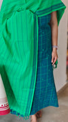 Dark Teal and green handloom cotton suit