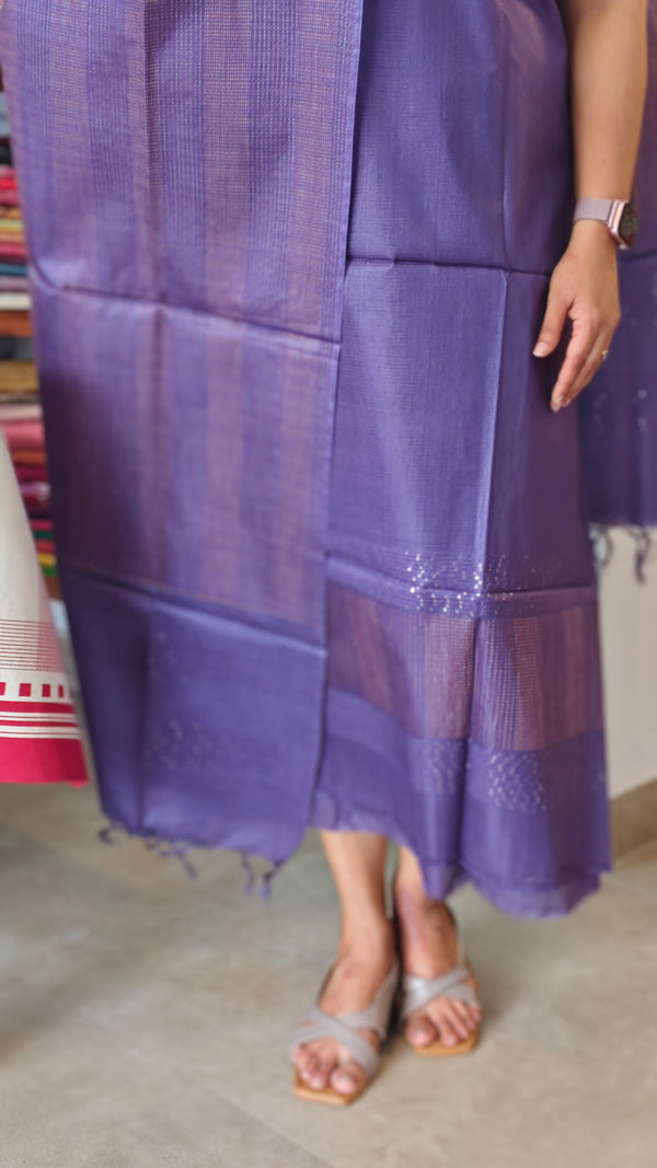 Purple noil tussar silk suit