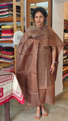 Walnut brown noil tussar silk suit