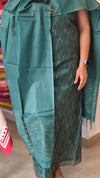 Dark Green Viscose Tussar silk suit
