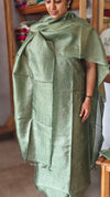 Persian Green Embroidered Tussar Silk Suit - GS10