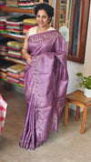 Purple Cross Stitch Embroidered Tussar Silk Saree - MCT4