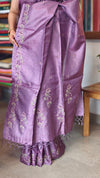 Purple Cross Stitch Embroidered Tussar Silk Saree - MCT4