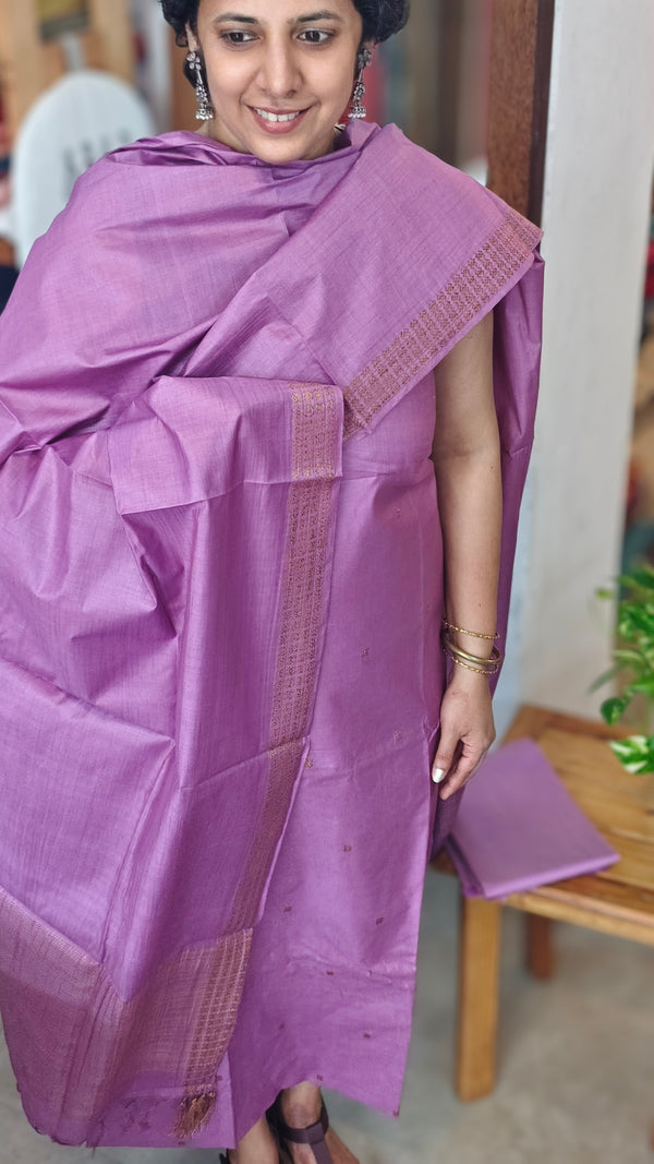 Orchid pink Bamboo Tussar Suit - MVB