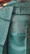 Emerald green embroiderd tussar silk suit