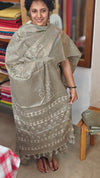 Taupe shade slub cotton suit