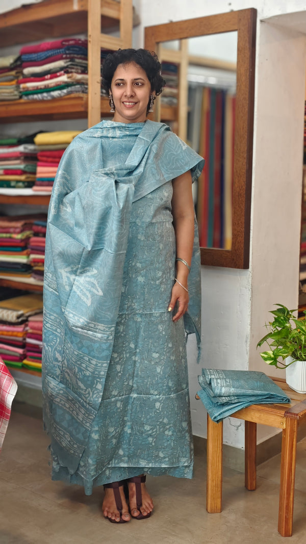 Ice Blue shade slub cotton suit