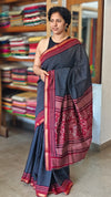 Black and red semi silk saree
