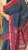 Black and red semi silk saree
