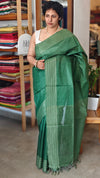 Fern Green Bamboo tussar silk saree - 4LMZ