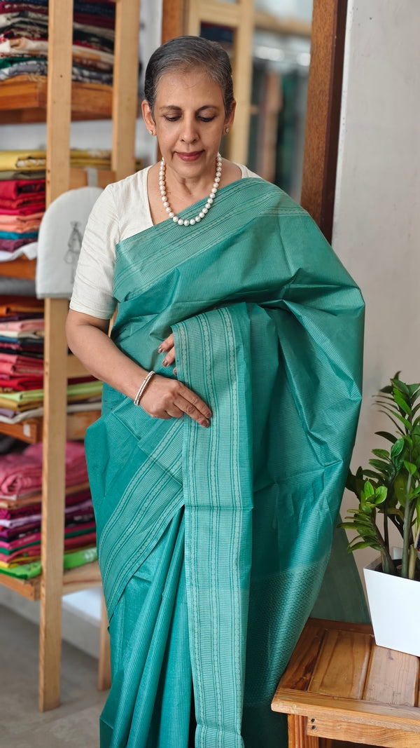 Rama Green Bamboo tussar silk saree - 4LMZ