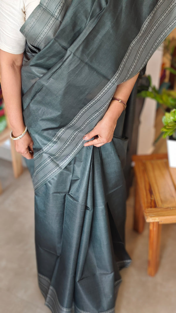 Ashwood moss bamboo tussar silk saree - 4LMZ