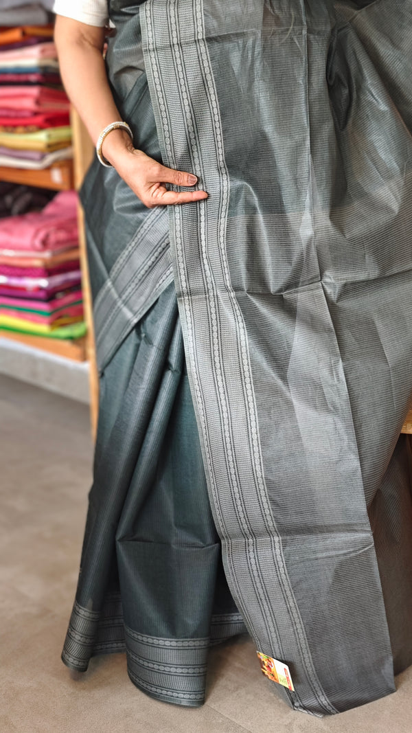 Ashwood moss bamboo tussar silk saree - 4LMZ