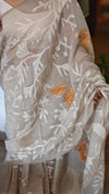 Light beige and burnt orange jamdani saree - 39LB