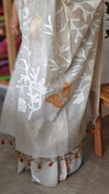 Light beige and burnt orange jamdani saree - 39LB