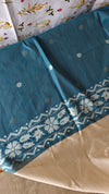 Off white and azure blue jamdani saree