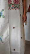 Off white linen cotton embroidered suit