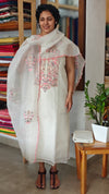 Off white embroidered net kota suit
