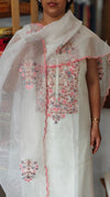 Off white embroidered net kota suit