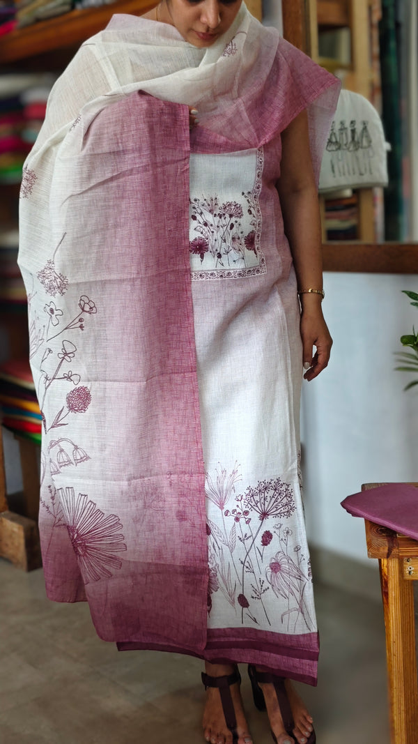 Cream and lilac printed linen suit