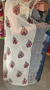 Peacock Blue Block printed cotton suit - DL72