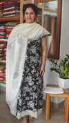 Black and cream printed cotton suit