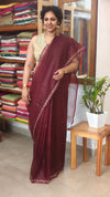 Plum shade Organza Saree with Pita embroidery - TD16 - 7P