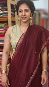 Plum shade Organza Saree with Pita embroidery - TD16 - 7P