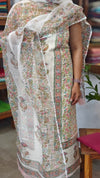 Cotton Hakoba Block printed Suit - Cream,Pink and Green - CNA8