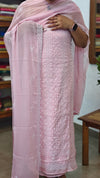 Baby Pink Embroidered Georgette suit - 7M3D